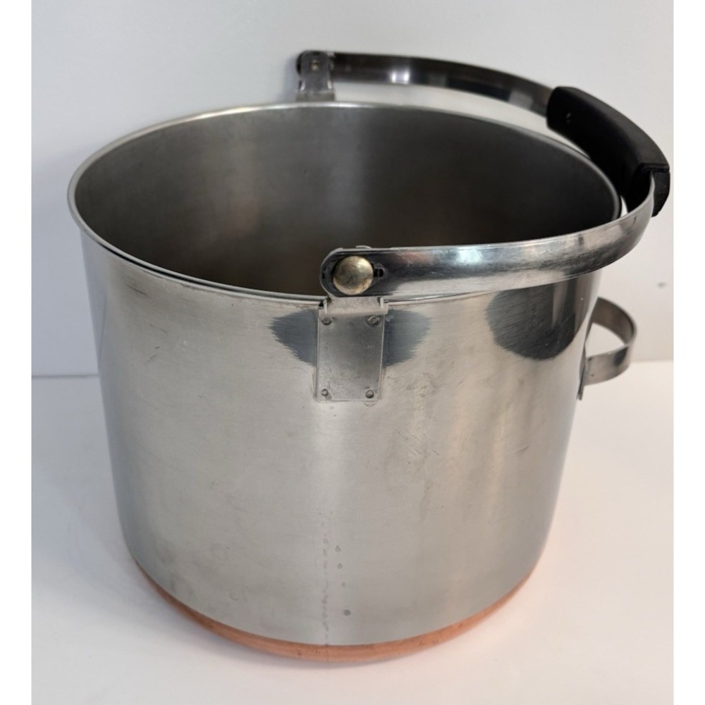 REVERE WARE 8 Qt Stock Pot Bail Handle No Lid Copper Bottom Pre-1968 USA Vtg